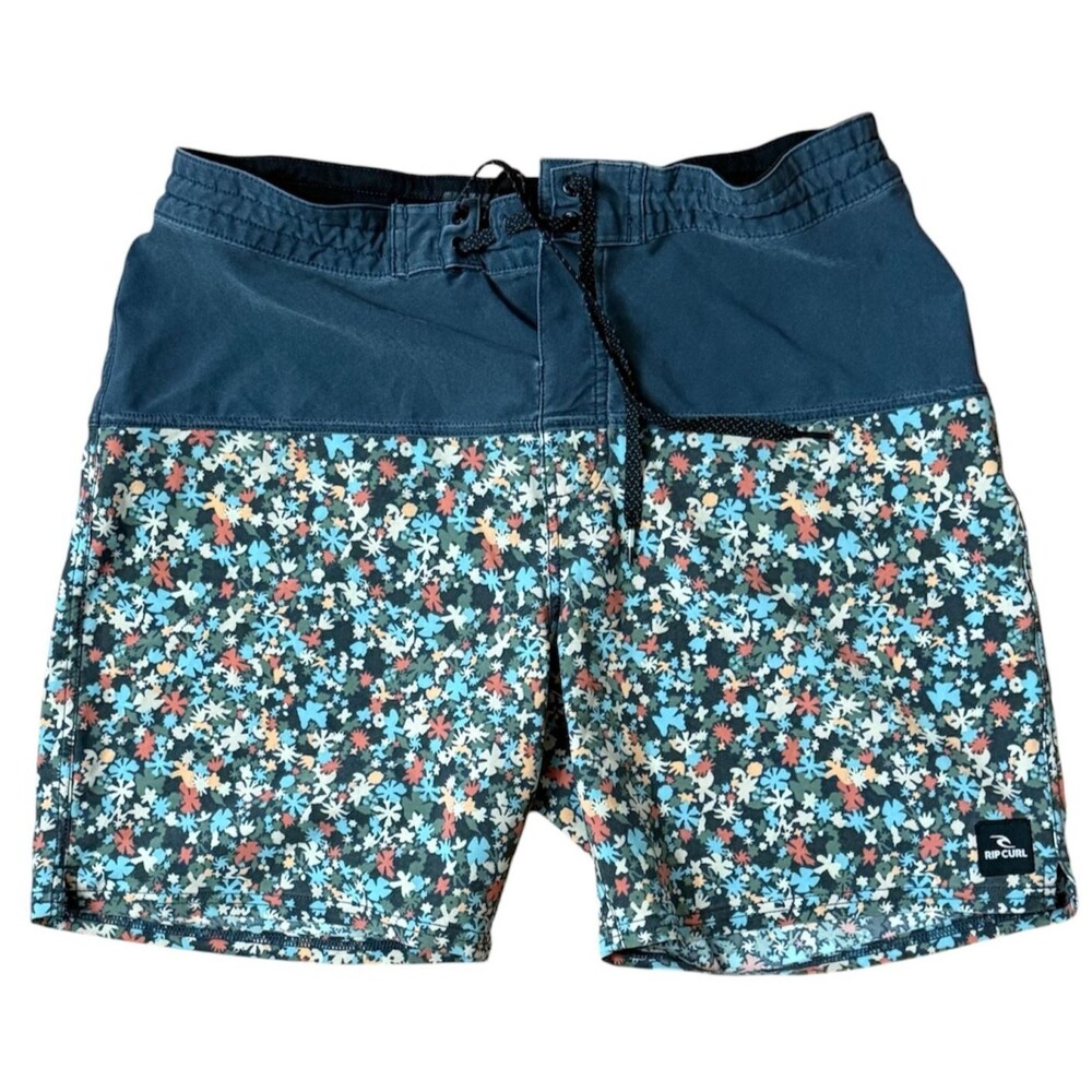 Rip Curl Mirage Board Shorts Ultimate Stretch Blue Floral Men 34 Surf Beach Swim